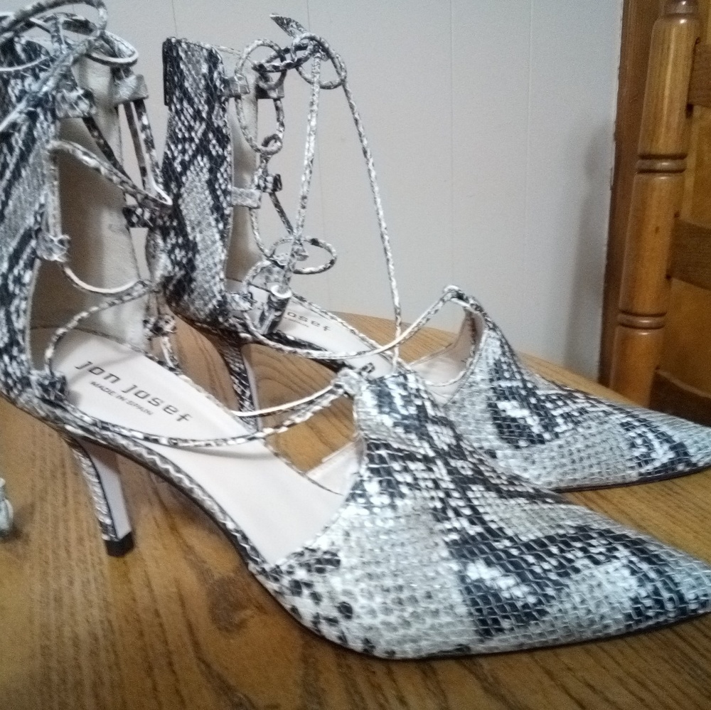 Jon Josef "The Plum" Snakeskin Lace Up High Heel